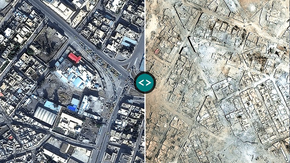 Satellite images of Mosul damage