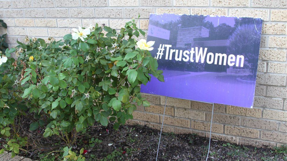 TrustWomen banner outside a clinic