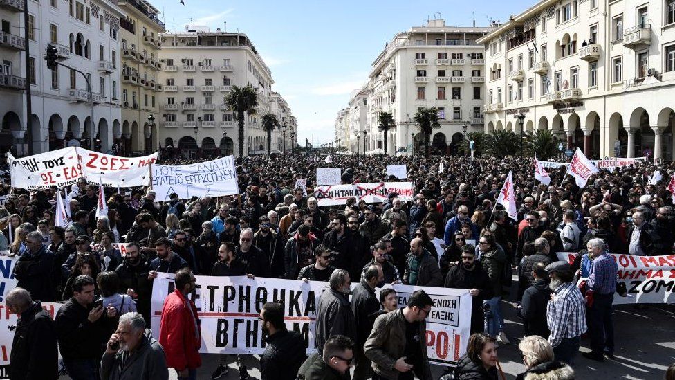 Акция протеста в Салониках