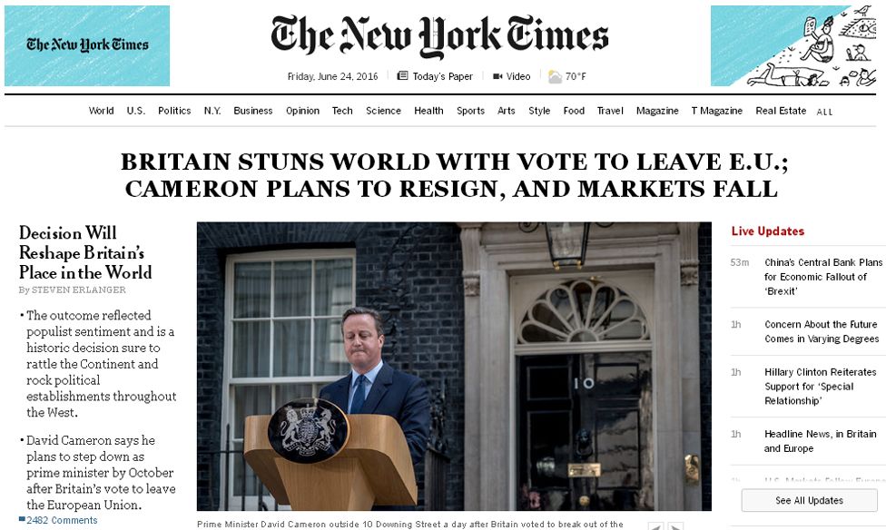 Screen grab from New York Times online edition