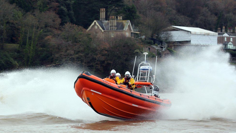 A lifeboat crew from Portishead in the Bristol Channel