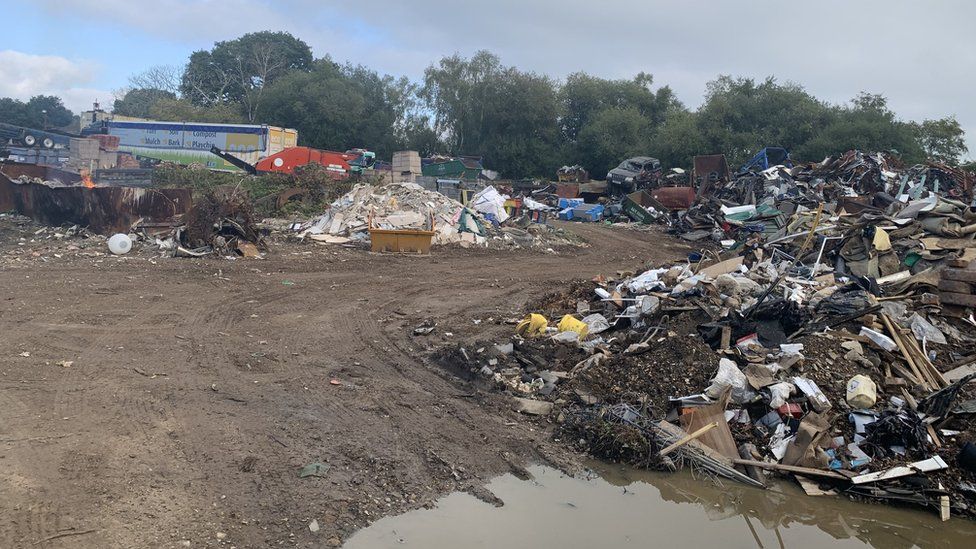 The illegal waste site near Wimborne in East Dorset