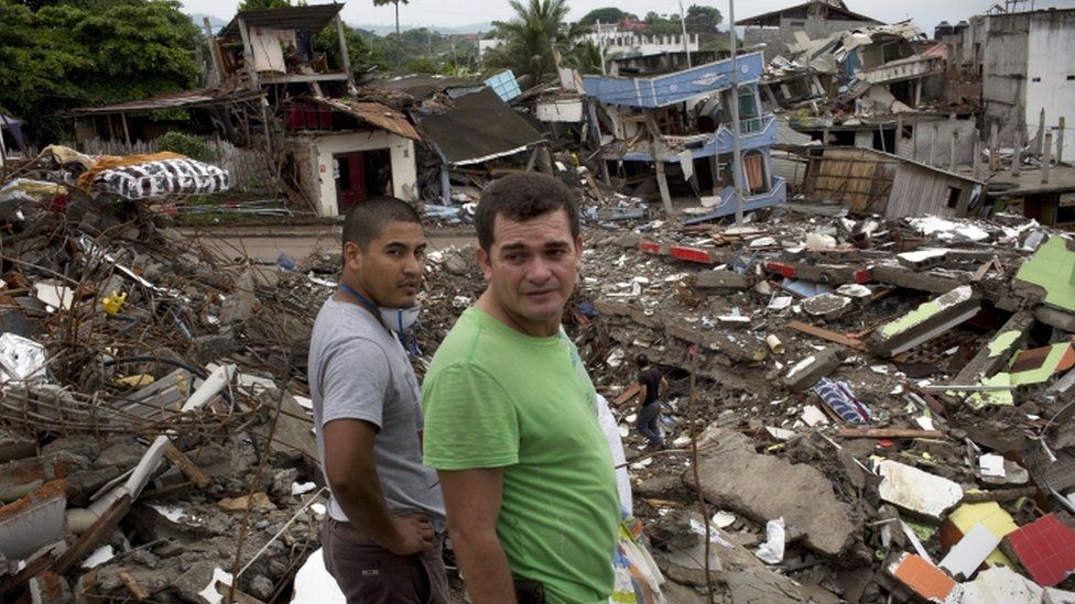 Residents in the Ecuadorean town of Pedernales