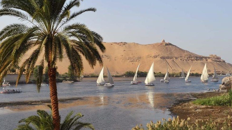 Feluccas on the River Nile, Aswan, Egypt. 25/11/2010.