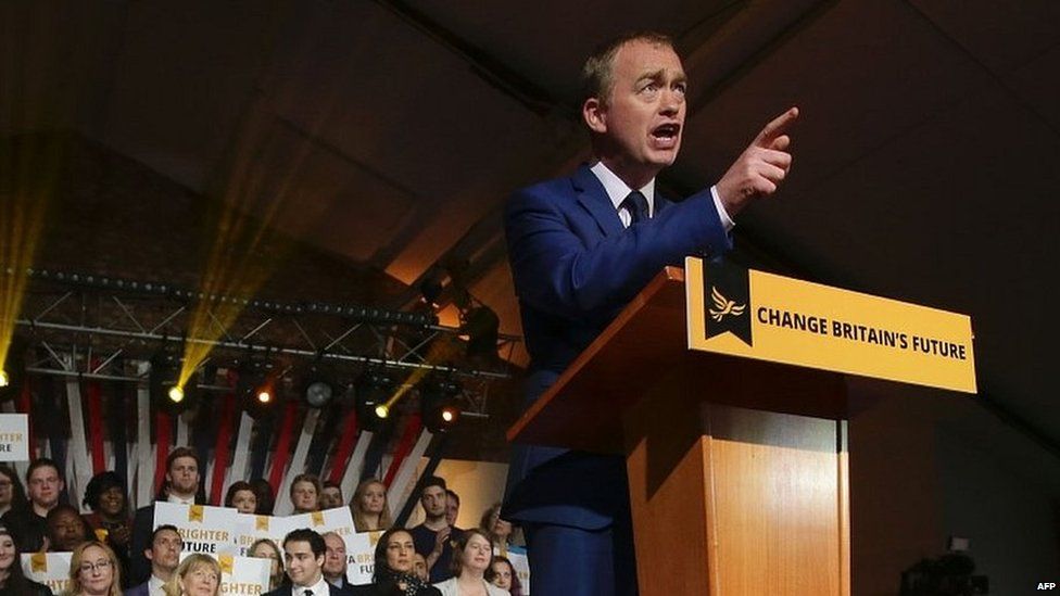 Tim Farron launches his party's manifesto in east London