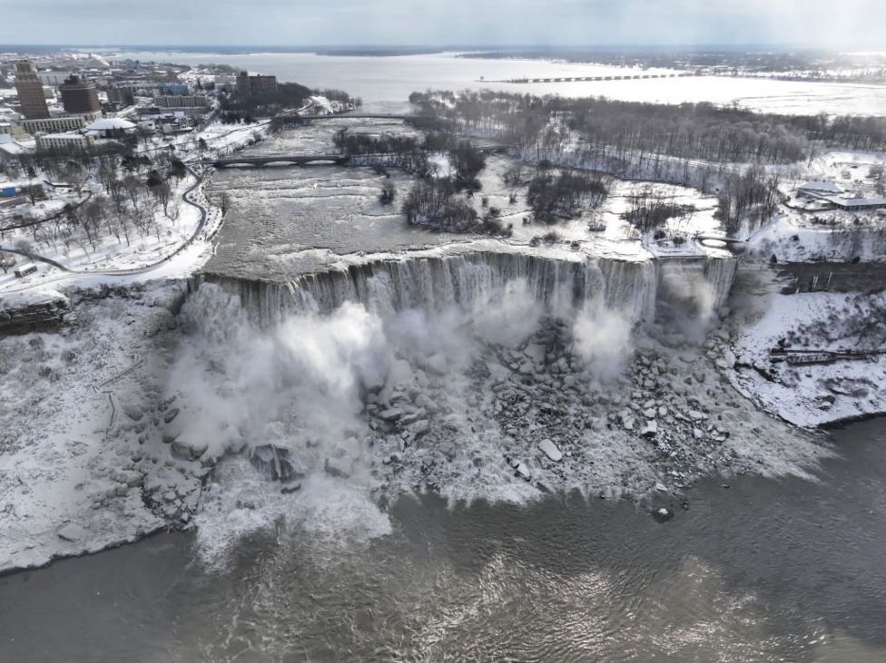 Niagara Falls Ice from US storms turns iconic falls into winter