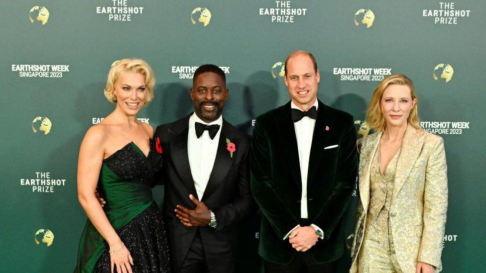 Prince William, actress Cate Blanchett, actress Hannah Waddingham and actor Sterling K. Brown on the green carpet