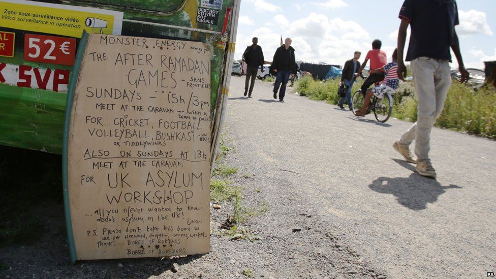 Sign advertising a workshop on seeking asylum in the UK