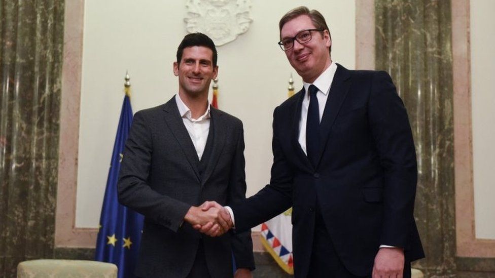 Novak Djokovic pictured with President Aleksandar Vucic