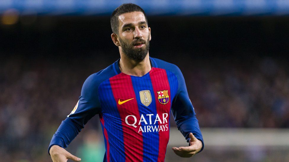 Arda Turan on the pitch during a Barcelona game