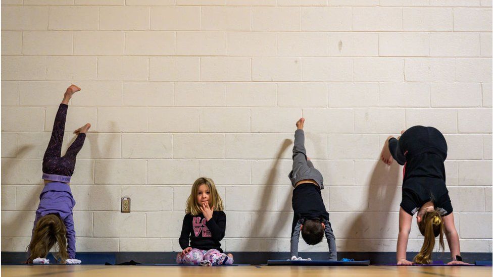 Pupils doing yoga in Virginia