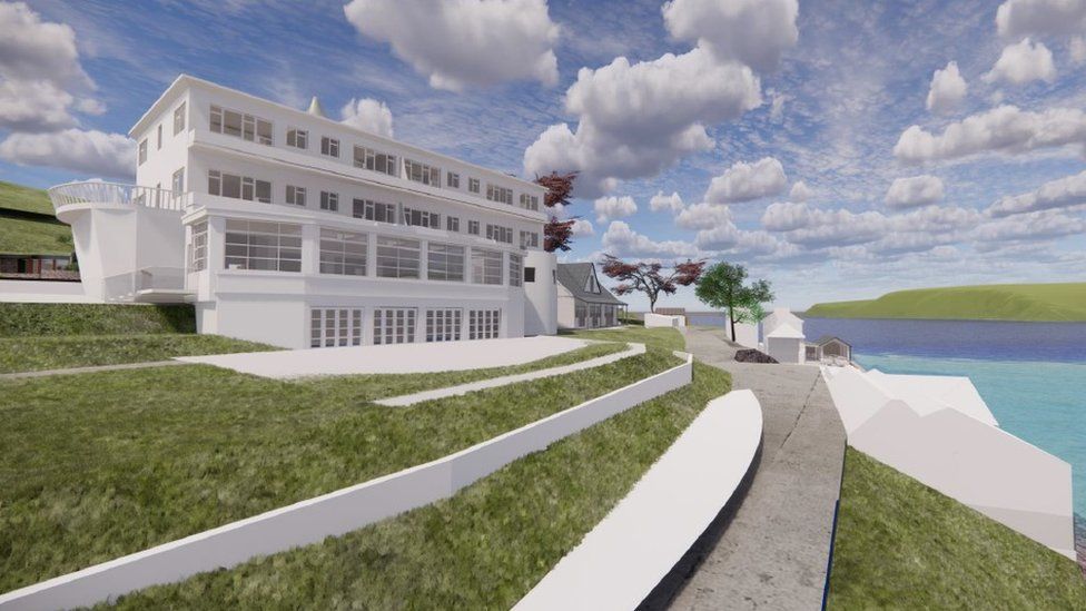 An artist's impression of the redevelopment of the Burgh Island Hotel