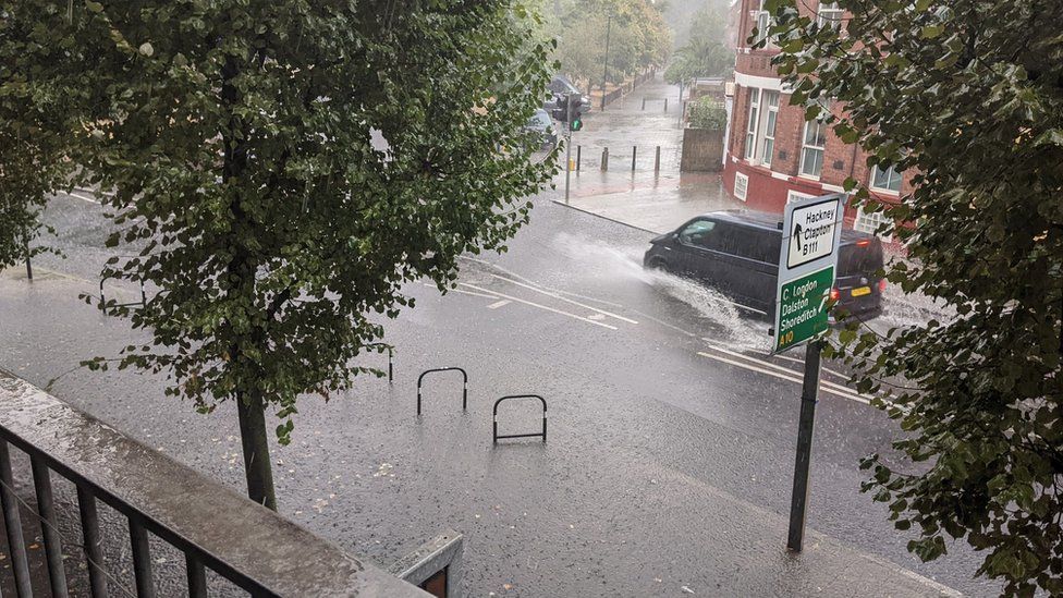A picture of flooding in Stoke Newington