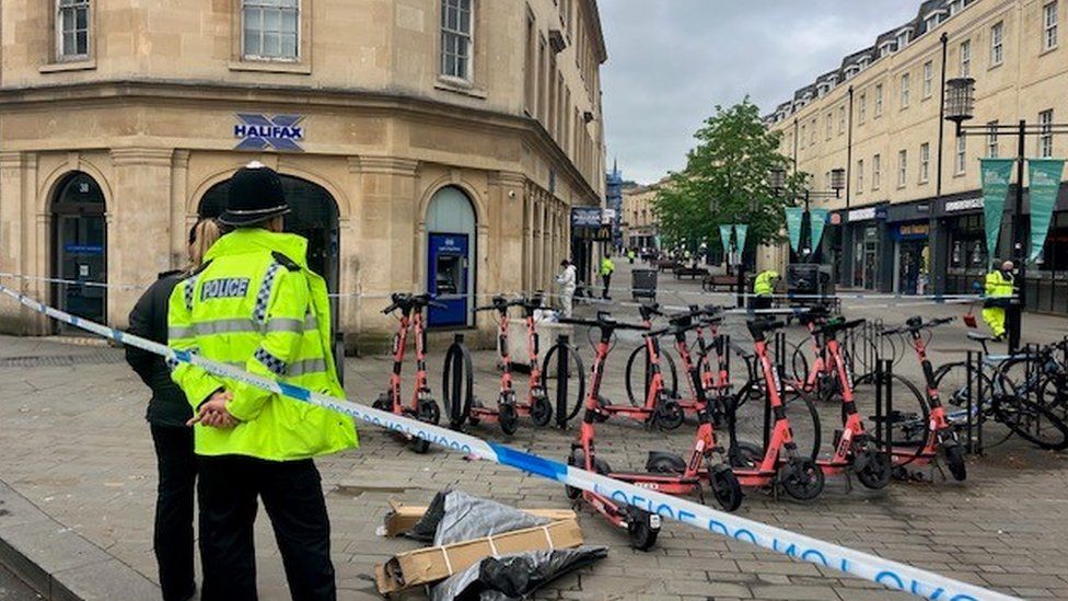 Police officers astatine  transgression  scene