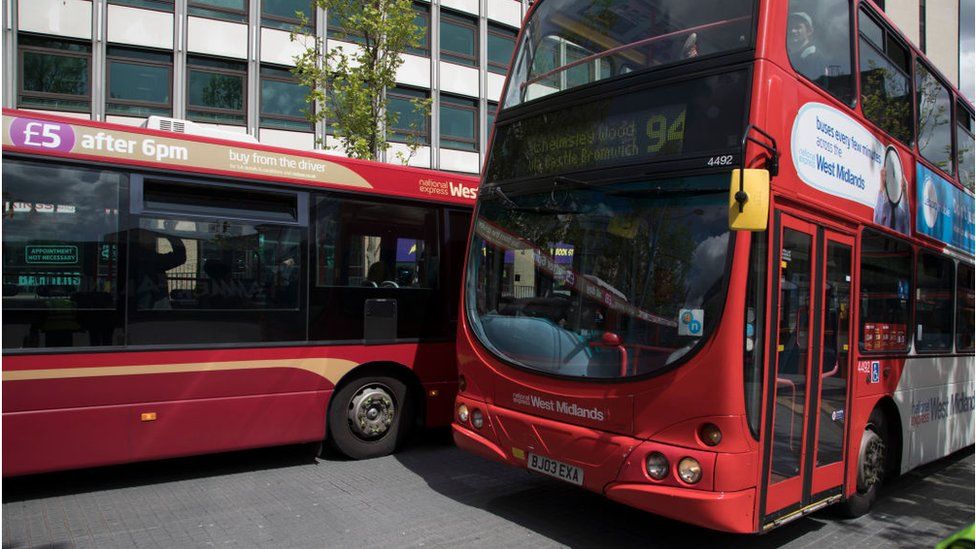 Red buses in the West Midlands