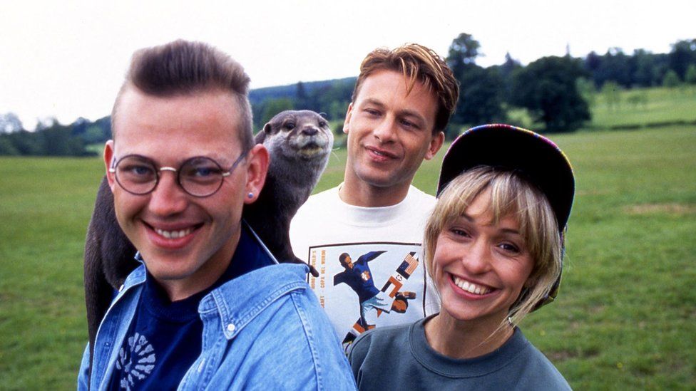 Left to right: Howie Watkins, Chris Packham and Michaela Strachan, taken for The Really Wild Show in Jan 1995