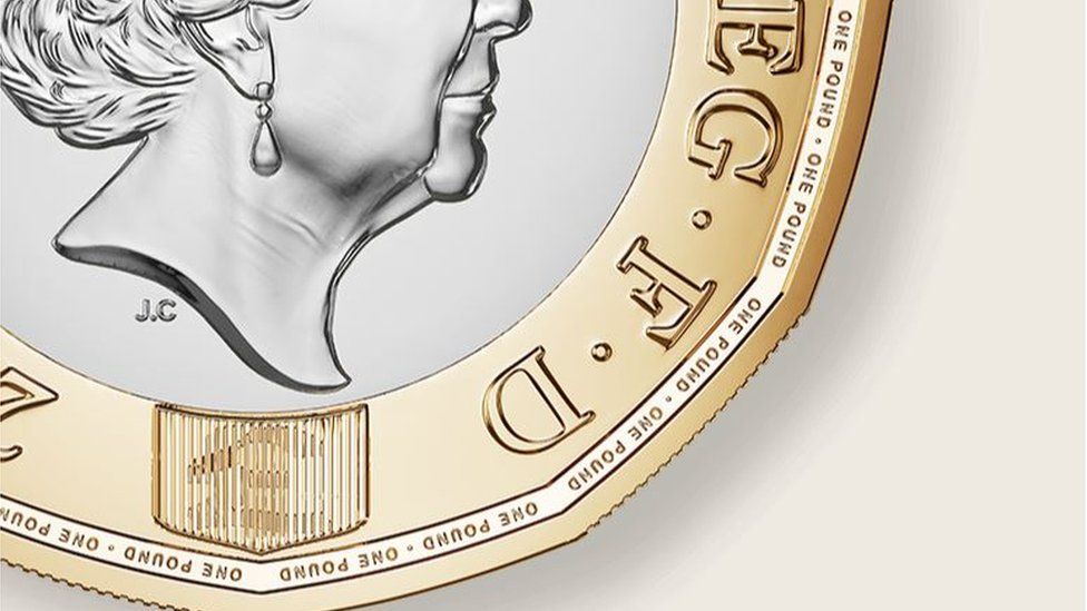 detail of new £1 coin
