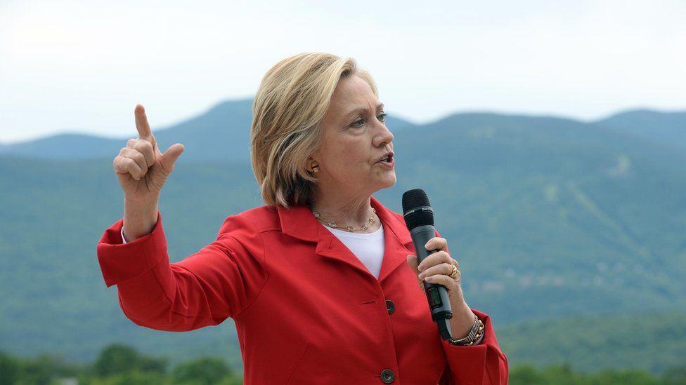 Democratic presidential candidate Hillary Clinton speaks an event on 4 July 2015