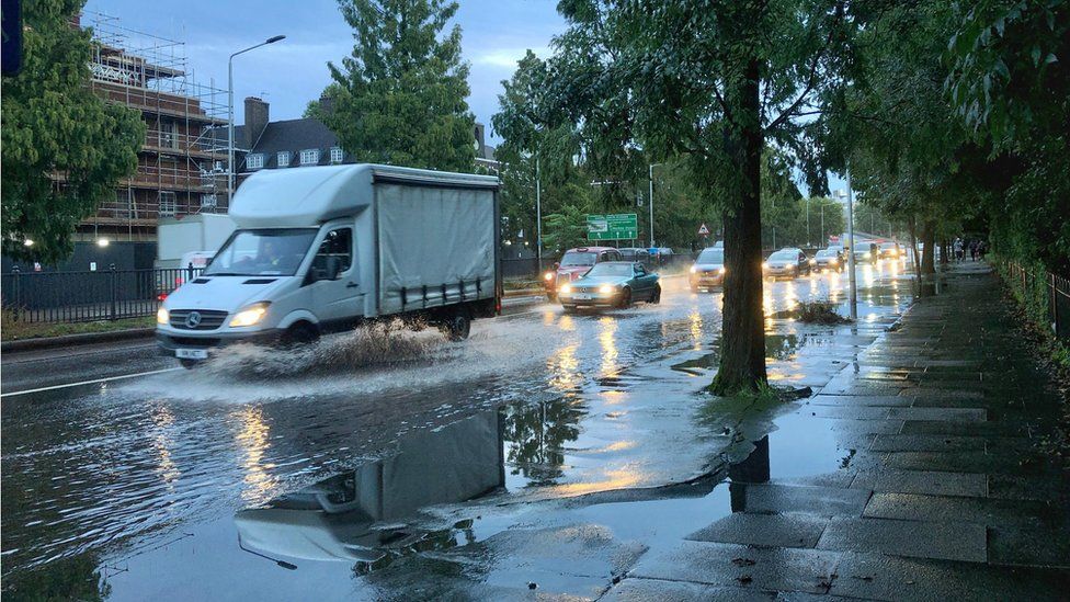 Flooded road in Hammersmith