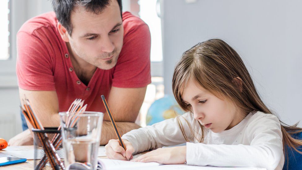 A girl doing her homework