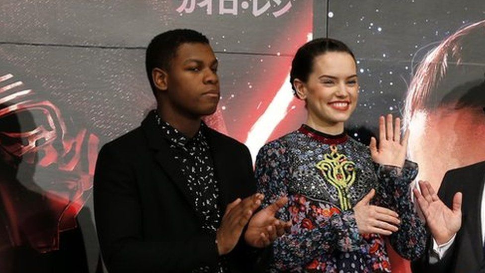 John Boyega, Daisy Ridley, JJ Abrams and Adam Driver at a press conference for Star Wars: The Force Awakens
