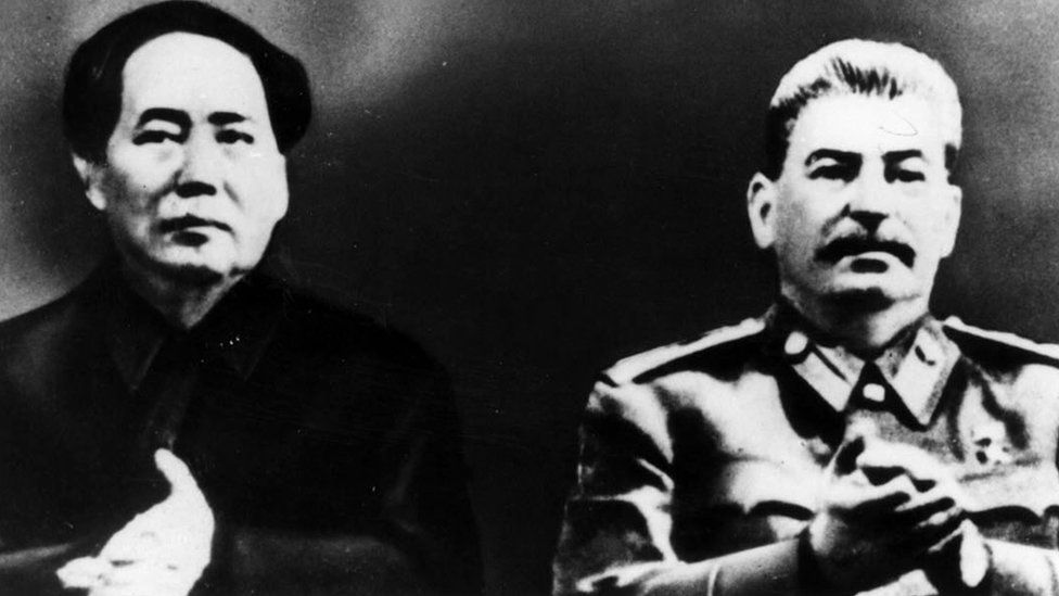 Mao and Stalin merged together in a photograph