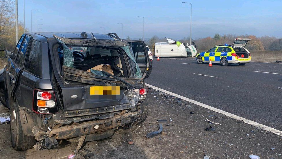 m1-crash-family-escapes-serious-injury-in-three-vehicle-pile-up-bbc-news