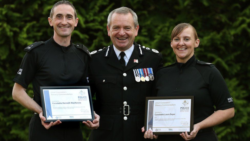 PC Kenneth McKenzie, PC Laura Sayer and Chief Constable Iain Livingstone