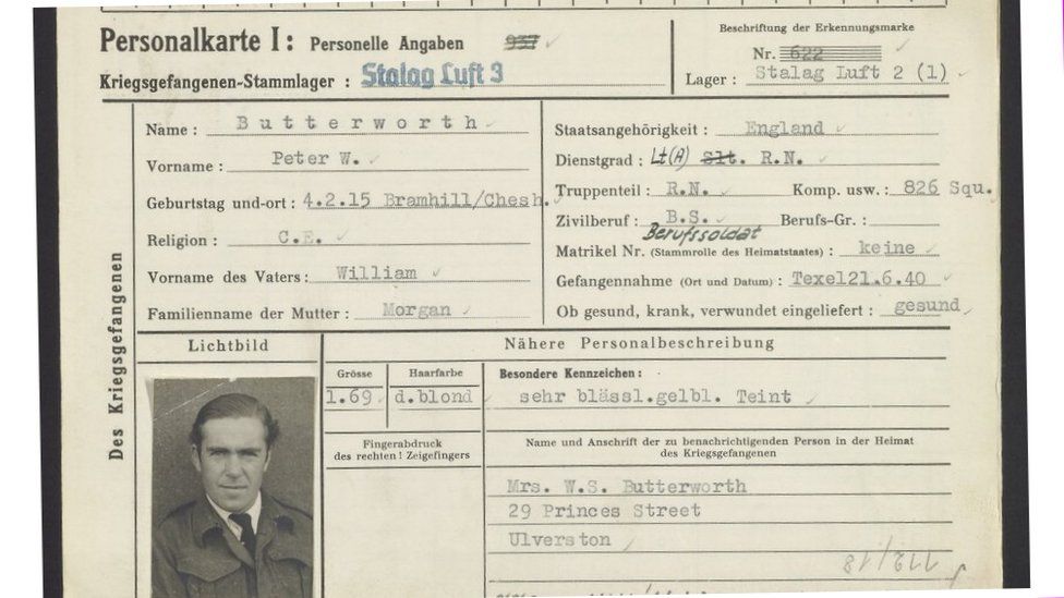 Peter Butterworth's ID card from Stalag Luft 3's ID card from Stalag Luft 3