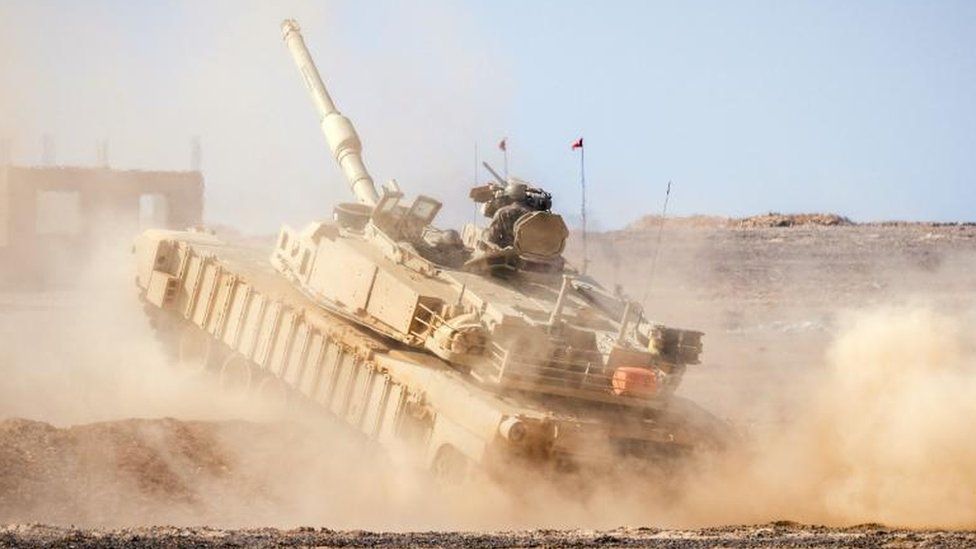 An M1 Abrams tank during a military drill in Jordan in September 2022