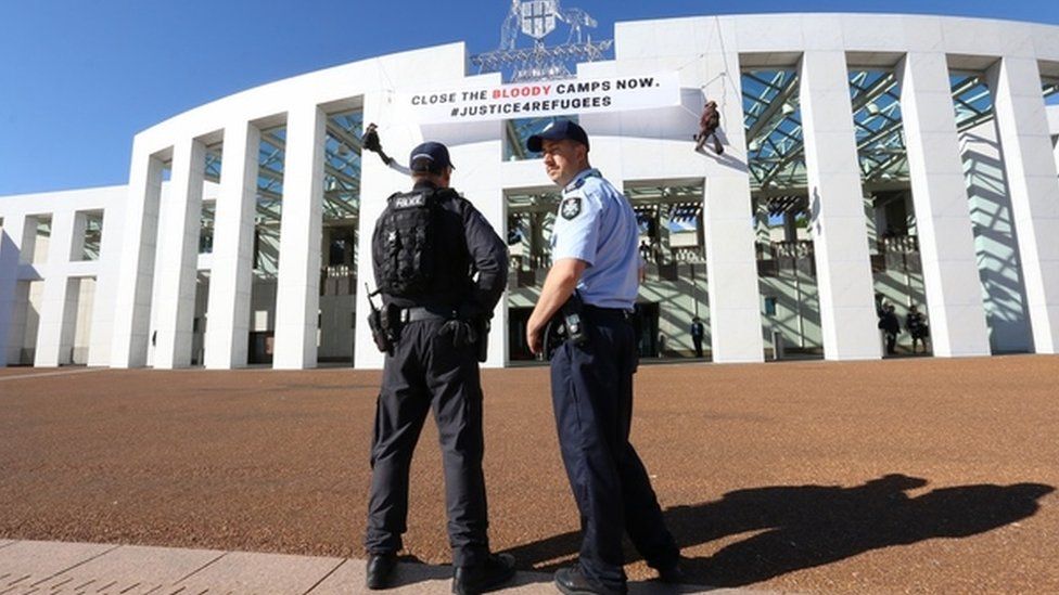 Australia Parliament Second Dramatic Protest Over Asylum Bbc News