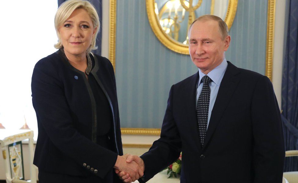 Russian President Vladimir Putin meets French presidential election candidate for the far-right Front National (FN) party Marine Le Pen