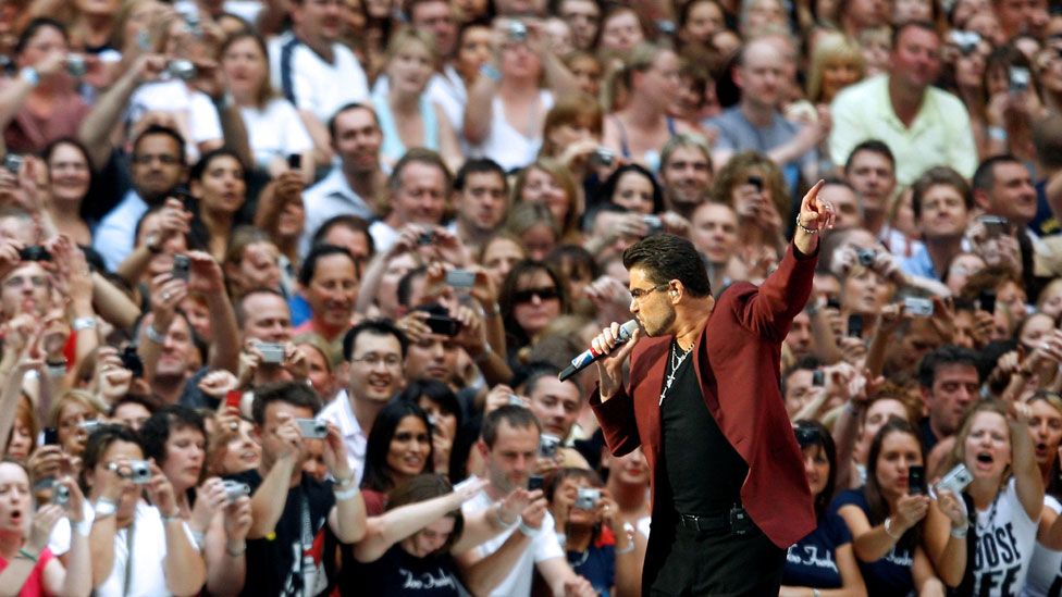 George Michael performing at Wembley