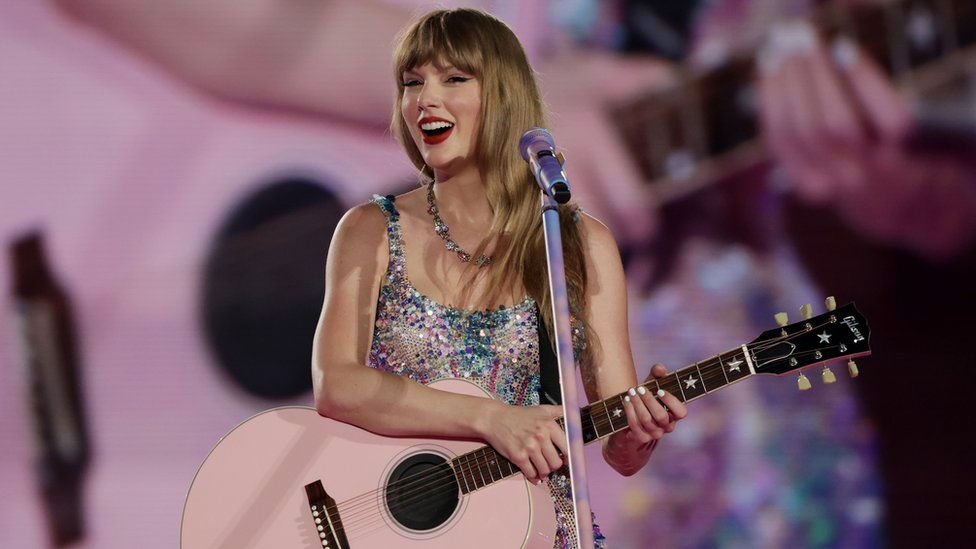 Taylor Swift performs during "Taylor Swift | The Eras Tour" at the National Stadium on March 02, 2024 in Singapore