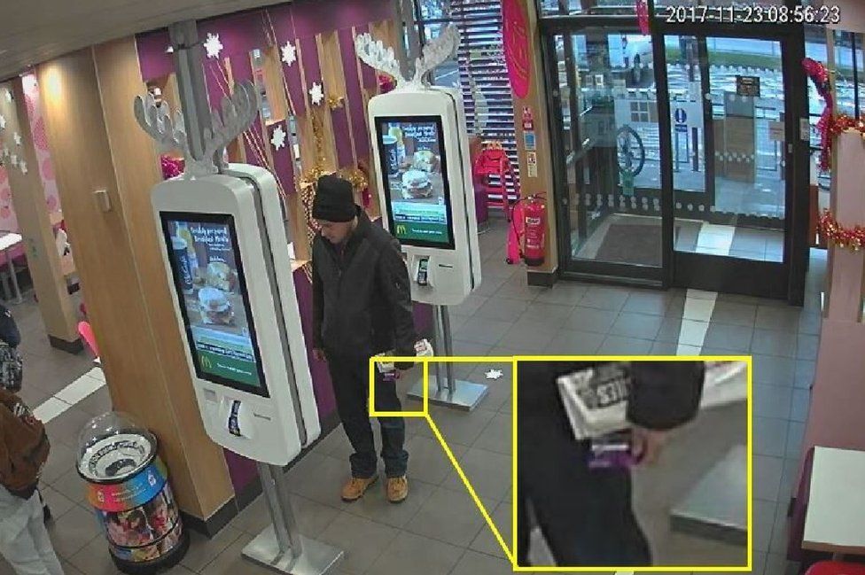 Joseph Isaacs in a McDonald's restaurant on CCTV