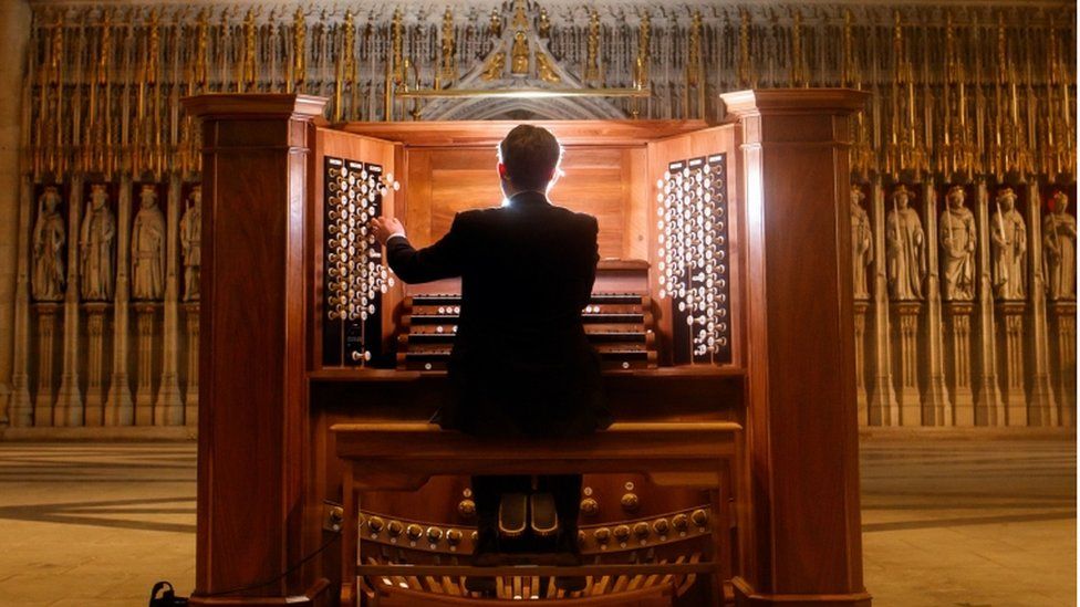 York Minster's Robert Sharpe at the refurbished organ