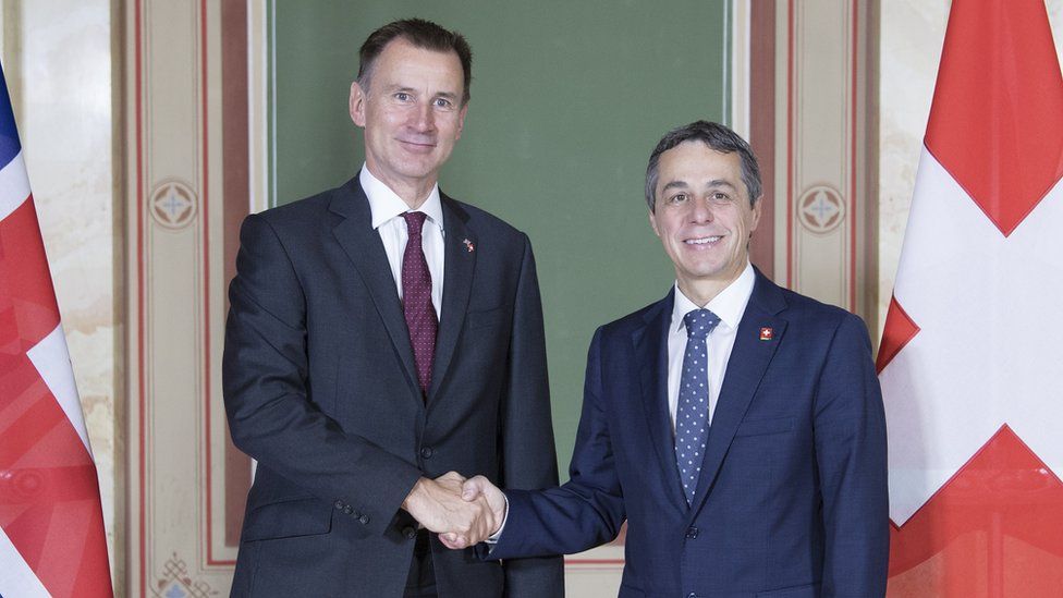UK Foreign Secretary Jeremy Hunt meeting his Swiss opposite number Ignazio Cassis last month