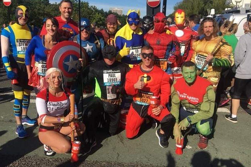 Runners dressed as superheroes in 2019