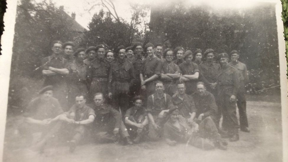 A group picture of Neville Henshaw and other soldiers during the war