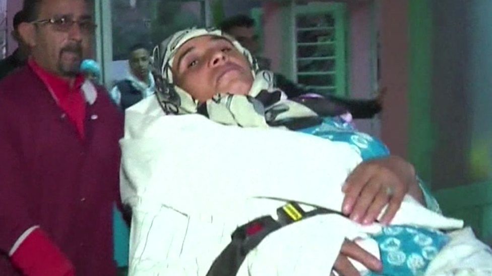 An injured woman in Sidi Boulaalam