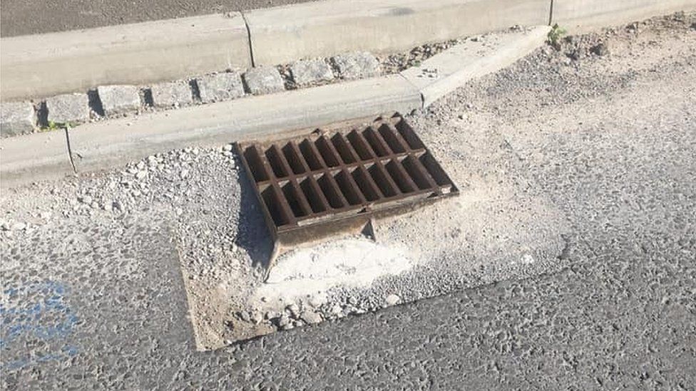 Raised drain at Parc Derwen, Bridgend