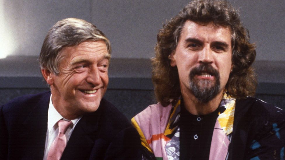 Sir Michael Parkinson with Sir Billy Connolly on Parkinson - One to One in 1987