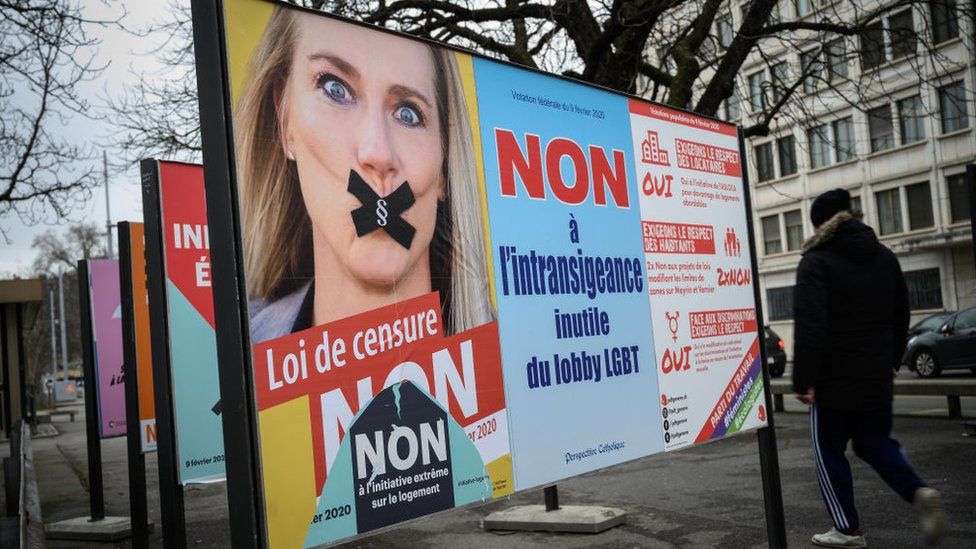 A campaign poster in Switzerland ahead of a vote on sexual orientation discrimination