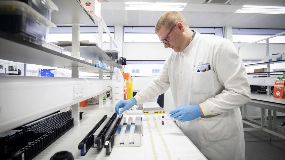 Coronavirus testing laboratory at Glasgow Royal Infirmary