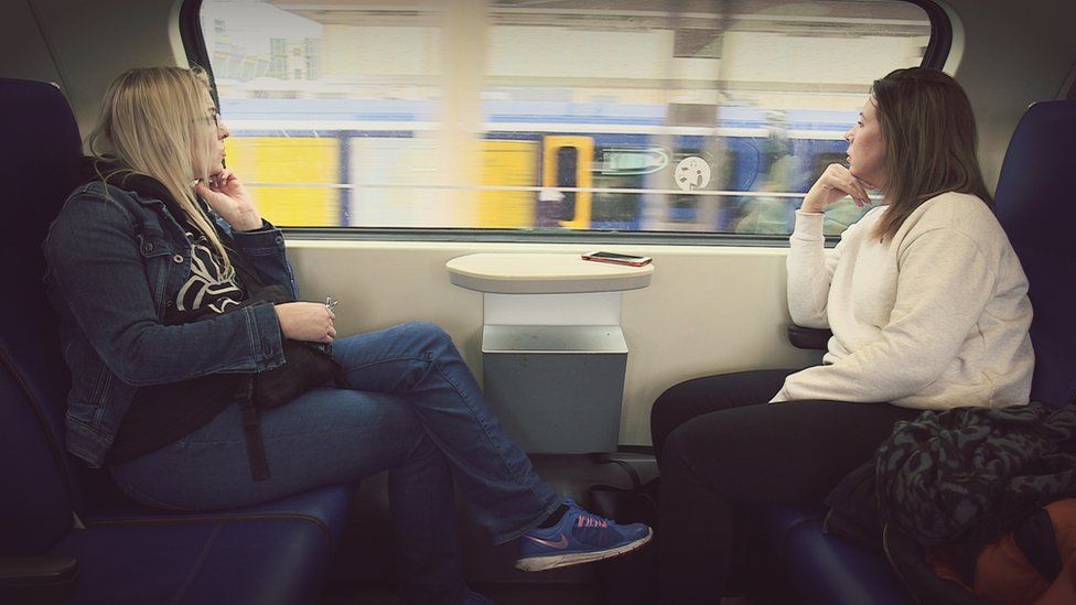 Mums on train in Holland.jpg