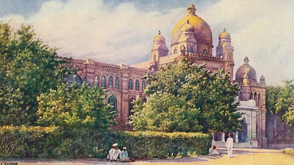 A postcard showing the Lahore Museum