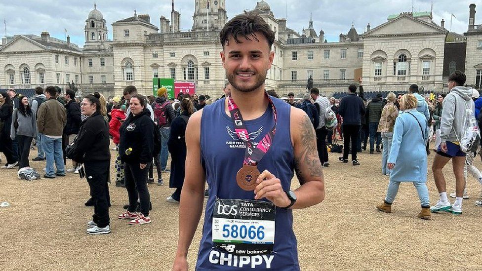 Harry Chipchase after running the London Marathon