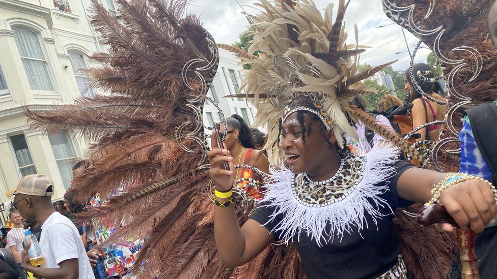 Costume parader at Notting Hill Carnival