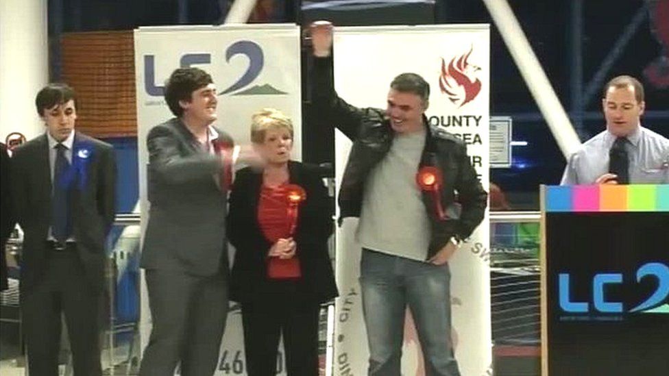 Labour celebrate victory in Swansea