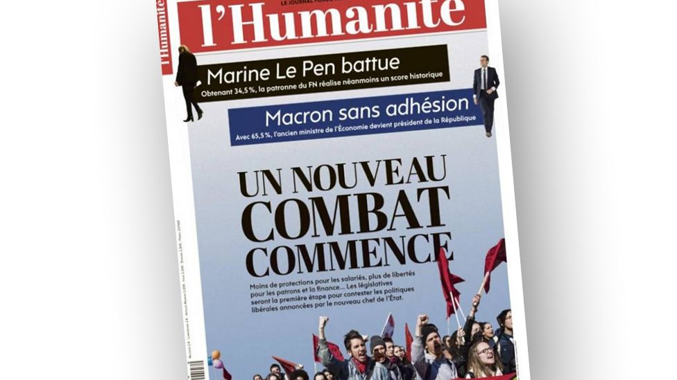 Screen grab from the online edition of French newspaper L'Humanite